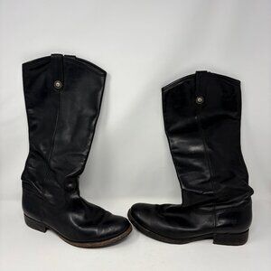 Frye Black Leather Tall Moto Boots